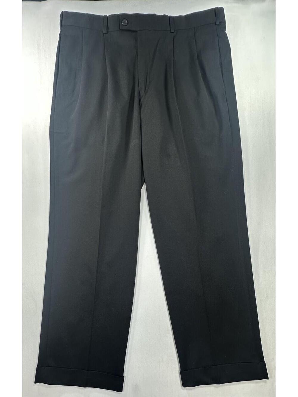 Slates Basic Pleated Straight Leg Chinos Black Men 38/30